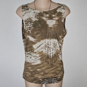Y2k Forever 21 Brown Abstract Script Zebra Print Top‎